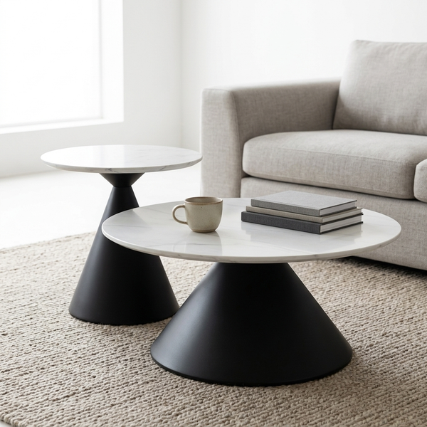 Modern Round 2 Piece Coffee Table Set