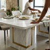 Luxury Marble Dining Table with Gold Inlay