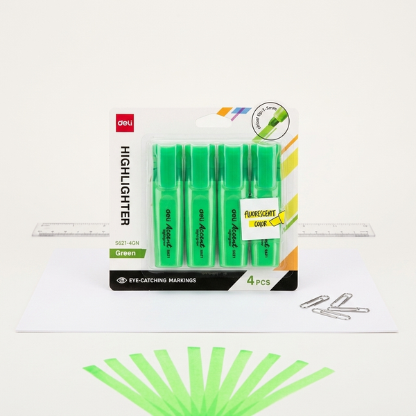 Green Fluorescent Highlighter 4-Piece Green Fluorescent Highlighter Set