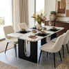 Modern Light Marble-Look Dining Table and Chair Set