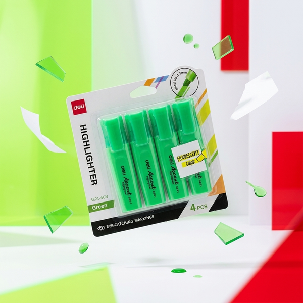 Green Fluorescent Highlighter 4-Piece Green Fluorescent Highlighter Set