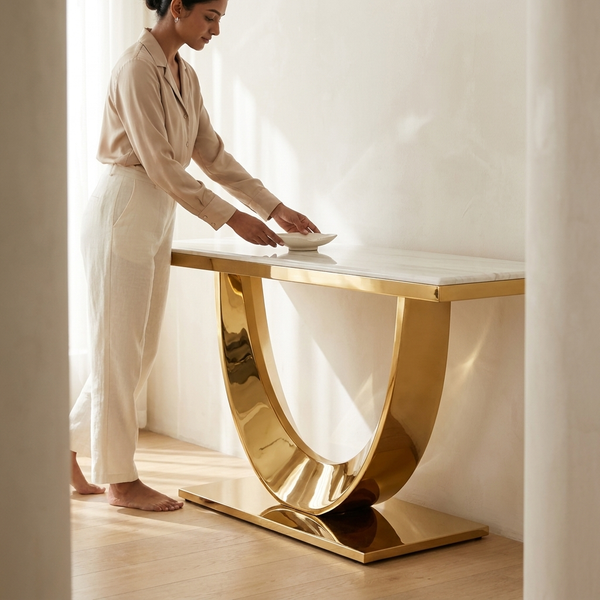 Modern Gold-Tone Console Table