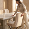 Modern Marble-Style Dining Table Set with Upholstered Chairs