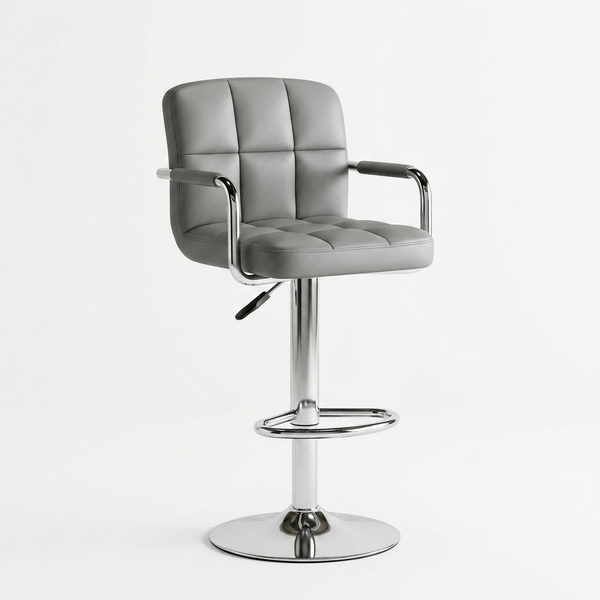 Modern Adjustable Bar Stool with Backrest & Chrome Base