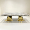 Grey Marble Dining Table with Gold Fan Base