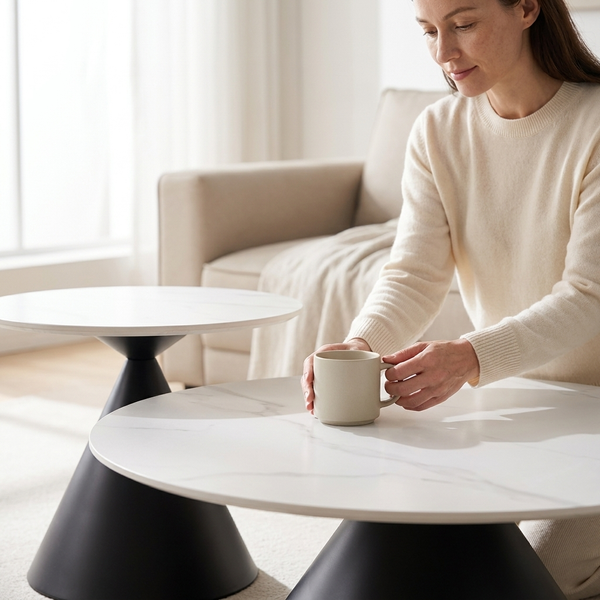 Modern Round 2 Piece Coffee Table Set