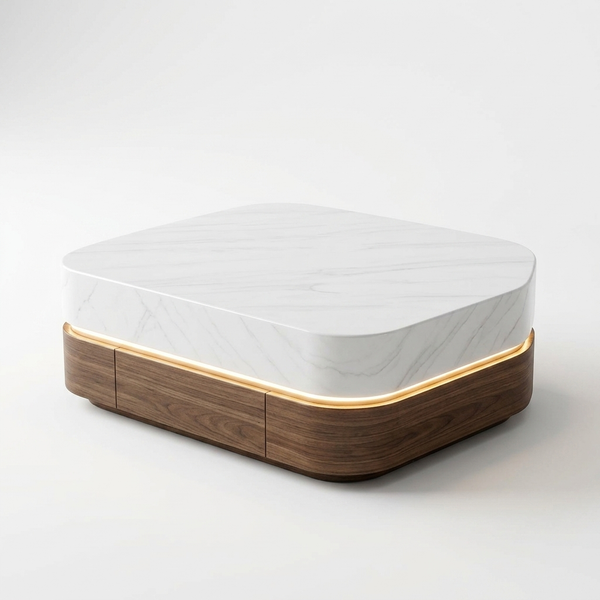 Modern Luxury LED Marble-Top Coffee Table
