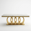 Modern Rectangular Dining Table with Decorative Metal Base