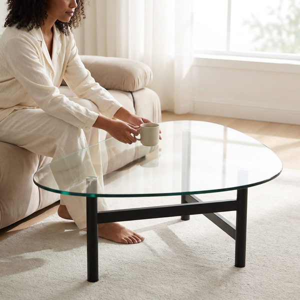 Oval Glass Coffee Table