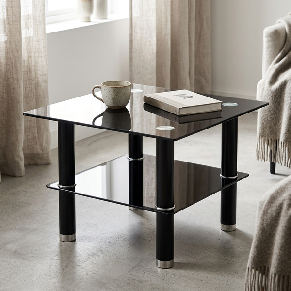 Modern Square Coffee Table with Lower Platform