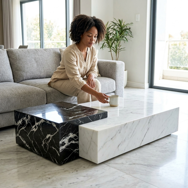 Modern Marble-Style Coffee Table