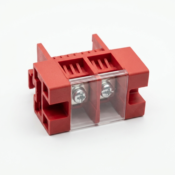 Red Battery Terminal Block with Safety Cover