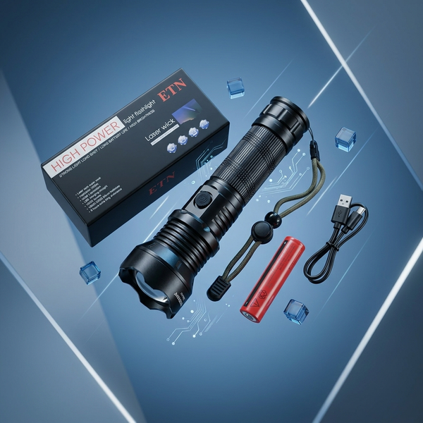 High Power Rechargeable LED Torch with Battery & Cable