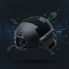 Combat Protection Headgear showcasing adjustable chin strap and sleek design for optimal head coverage.