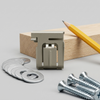 Anti-Theft Security Bracket with installation hardware, including screws and washers, on a wooden surface.