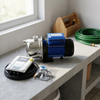 PSGJ3.1-40-96-750 Solar Surface Pump with controller and accessories on a countertop.