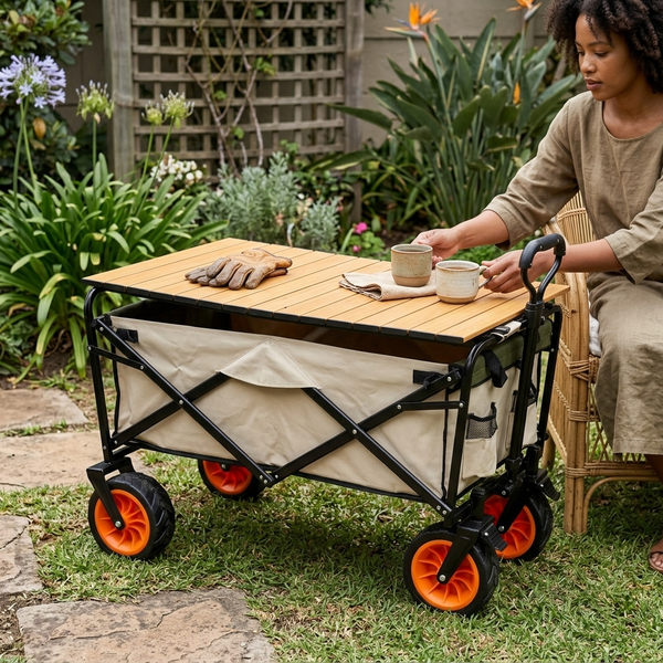 Outdoor Large Capacity Folding Wagon Truck Trolley with Tabletop