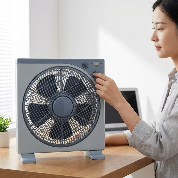 Condere 12'' Box Fan (3 Speed and Timer and Oscillating)