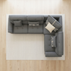 Overhead view of a modern L-Shaped Sectional Sofa with cushions on a light rug.