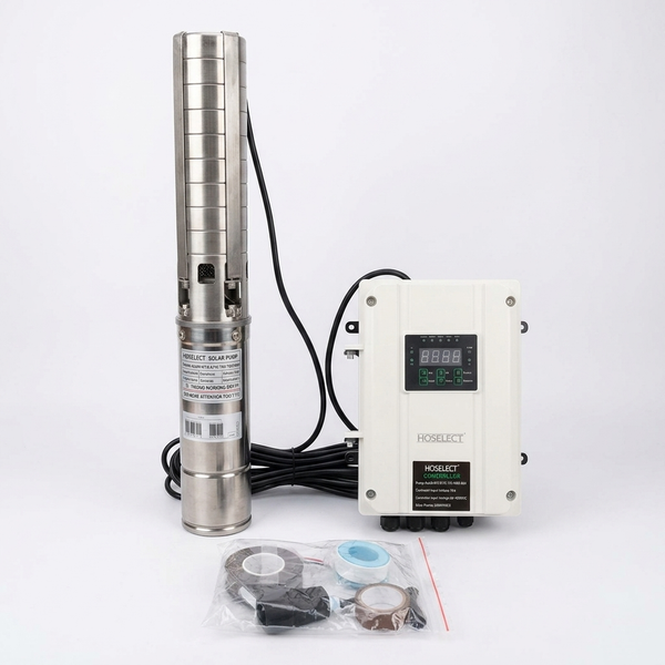 AC-DC Borehole Water Pump 4SSHi-H16.0-70-192-1500 with control panel and installation accessories
