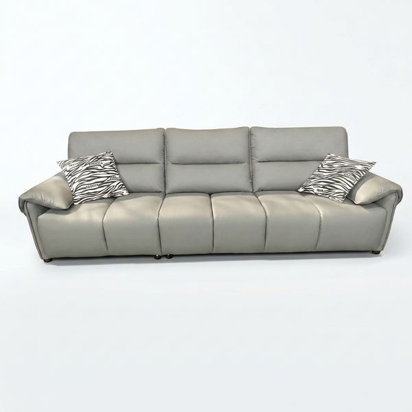 Stylish 3-Seater Sofa in grey with decorative zebra pattern pillows, perfect for modern living spaces.