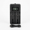 Double Battery Charger for 18650, 16340, 14500 batteries with two-bay design and charging indicators.