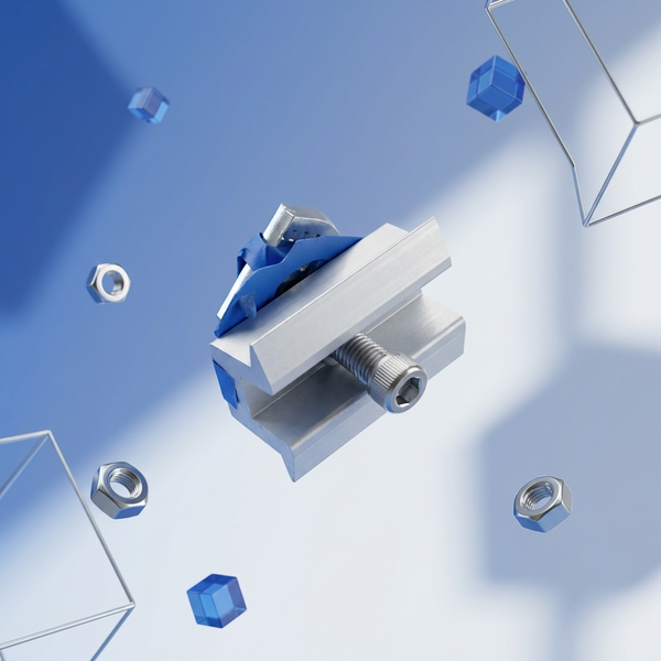 Universal Middle & End Bracket 3D model image showcasing practical mounting component for solar panels.