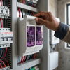 2-Way 160A DC Fuse Box CFPV-DH00B being installed in a power distribution panel.