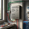 12-24V 400W PWM Wind Turbine Controller for Lithium Battery mounted in a workspace with wiring schematic and tools.