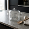Charming Transparent Borosilicate Glass Pot With Lid 14cm
