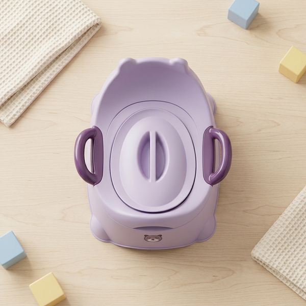 Kids Potty Training Seat with Removable Insert in purple design, including handles for easy use and cleaning.