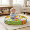 3-in-1 Baby Activity Play Gym & Ball Pit with a baby playing in a colorful ball pit.