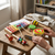 Colorful Wooden Musical Instrument Set for Kids on a table featuring xylophone, drums, and shakers.