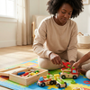 Kids Wooden Tool Set with Portable Storage Case used by parent and child during imaginative play.
