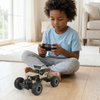 Child playing with the 4WD Remote Control Off-Road Rock Crawler Truck using a remote controller.