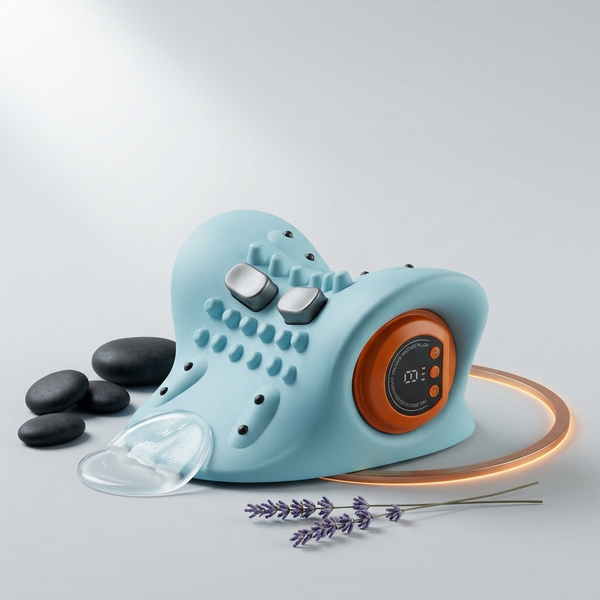 EMS Neck and Shoulder Massage Pillow designed for neck and shoulder relief with soothing features and ergonomic shape.