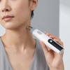 Handheld Electronic Massage Pen with Digital Display being used on the neck for targeted massage.