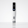 Handheld Electronic Massage Pen with Digital Display showing intensity level 30 on the screen.
