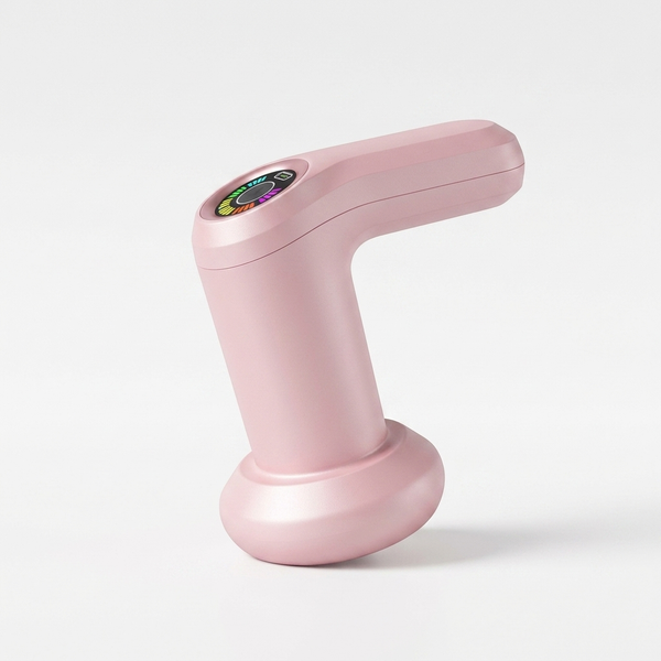 Electric Neck & Shoulder Massager in pink with a digital display for easy use and ergonomic design.