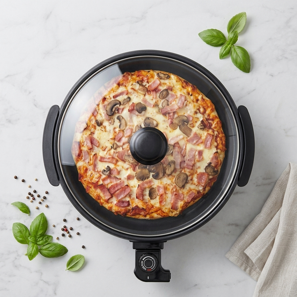 1500w Electric Pizza Pan with Glass