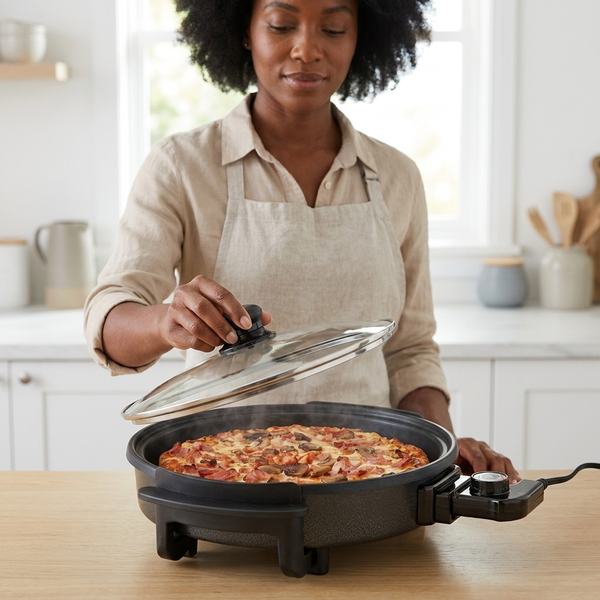 1500w Electric Pizza Pan with Glass