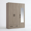 Storage Cabinet Wardrobe with Mirror Panel featuring neutral wood-look finish and built-in mirror panel.