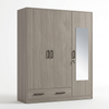 Storage Cabinet Wardrobe with Mirror Panel in neutral wood finish with built-in mirror, ideal for organized spaces.