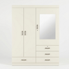 Wardrobe Cabinet with Mirror and Drawers showcasing enclosed storage and multiple drawers in a modern design.