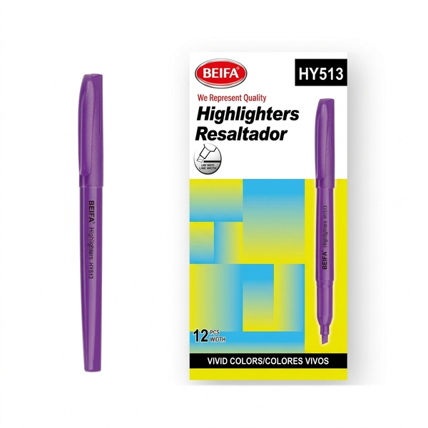12 pcs 3mm Premium Single Colour Highlighters Purple