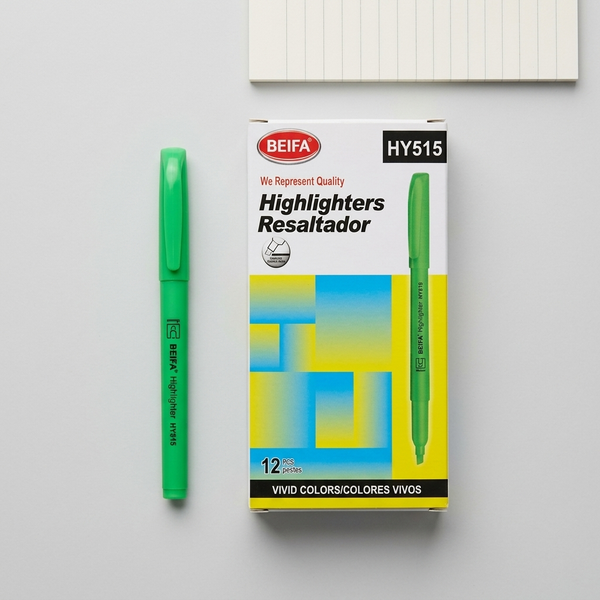 Pack of 12 Vivid Same Colour Highlighters Green