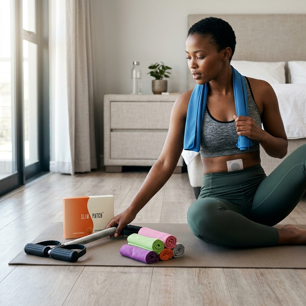Tummy Trimmer and 30 Piece Slim Patch Plus Cooling Towel