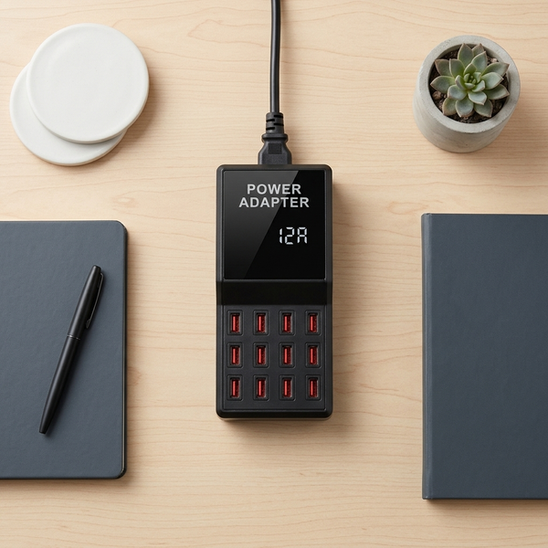 12-Port USB Charging Station and Power Adapter