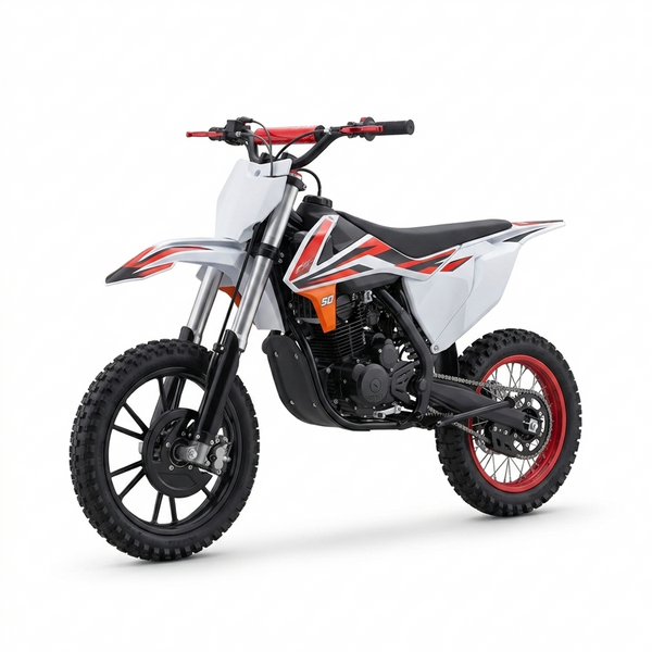 Off-Road Dirt Bike showcasing a compact, rugged build with knobby tyres and motocross-inspired design.