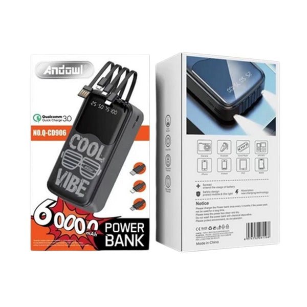 60000mAh Power Bank with Built-In Cables